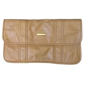 Zaragovia Leather Clutch Purse Tan Handbag Inner Zip Roomy Soft Great Gift